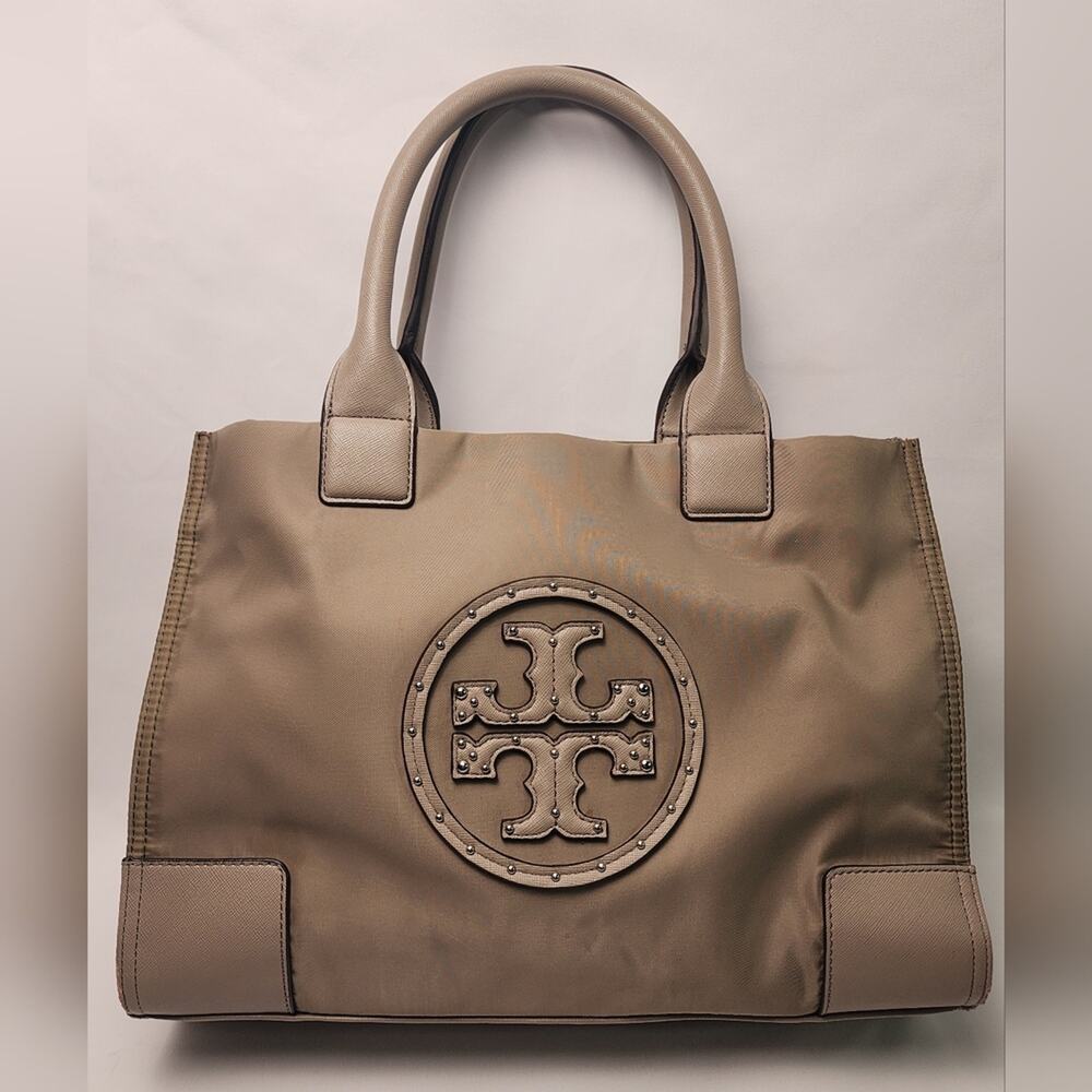 Tory Burch Ella Studded Tan Tote Bag - Picture 2 of 16